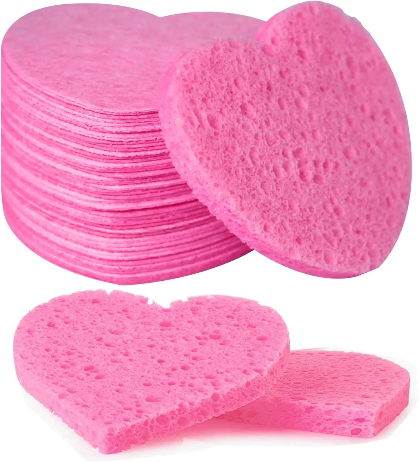 100-Count Compressed Facial Sponges, 100% Natural Cellulose Facial Sponges, Cosmetic Spa Sponges for Estheticians Girls Women Facial Cleansing, Esponjas Faciales for Mask Makeup Remove, Pink