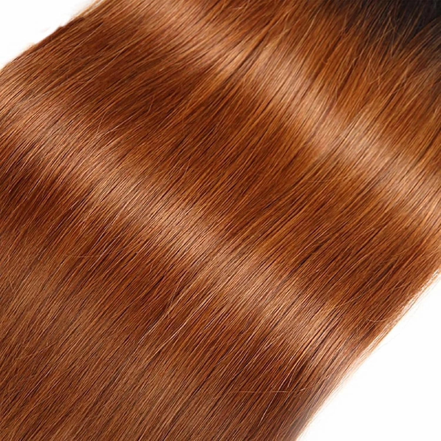 10 12 14 Inch Human Hair 3 Bundles Straight 2 Tone Black and Brown 100% Virgin Human Hair Brazilian Weave Remy Hair for Black Women(T1B/30#)