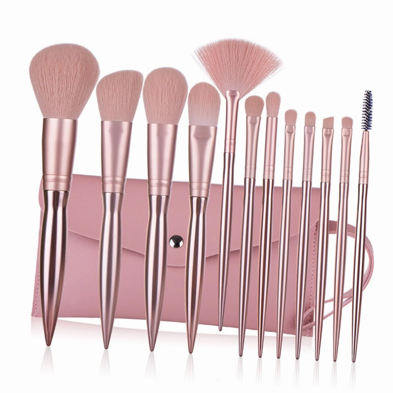 12-piece Makeup Brush Set Professional Makeup Brush Kit Electroplating Handle Dense Bristles No Shedding for Daily Professional Use