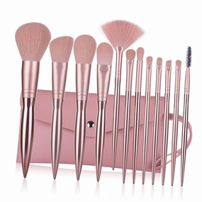 12-piece Makeup Brush Set Professional Makeup Brush Kit Electroplating Handle Dense Bristles No Shedding for Daily Professional Use
