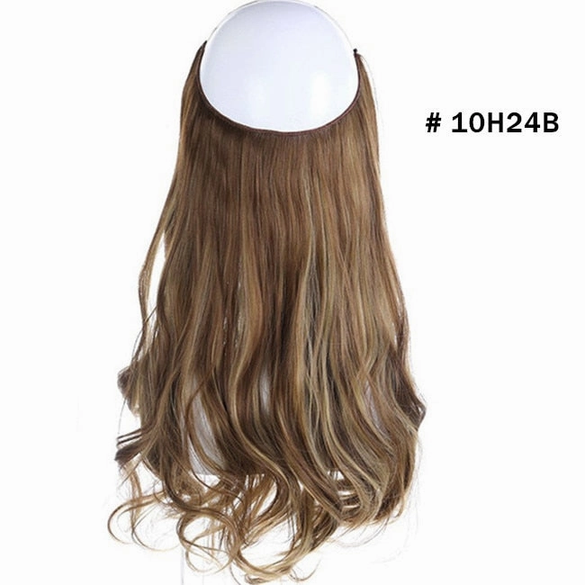 12"14" 16" 18" Wave Halo Hair Extensions Invisible Ombre Bayalage Synthetic Natural Flip Hidden Secret Wire Crown Hair Piece