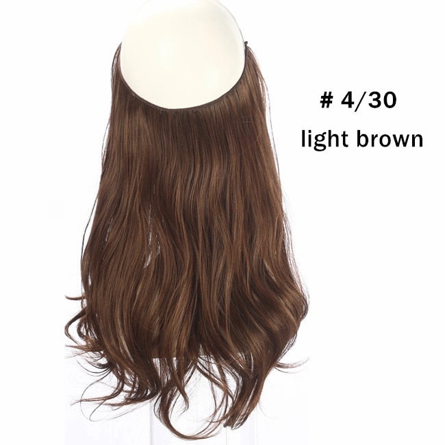 12"14" 16" 18" Wave Halo Hair Extensions Invisible Ombre Bayalage Synthetic Natural Flip Hidden Secret Wire Crown Hair Piece