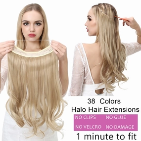 12"14" 16" 18" Wave Halo Hair Extensions Invisible Ombre Bayalage Synthetic Natural Flip Hidden Secret Wire Crown Hair Piece