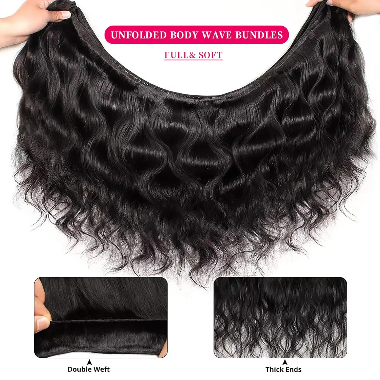12A Body Wave Bundles Human Hair 14 16 18 20 Inch 100% Unprocessed Brazilian Virgin Weave 4 Bundles Quick Weave Hair Bundles Natural Black Color