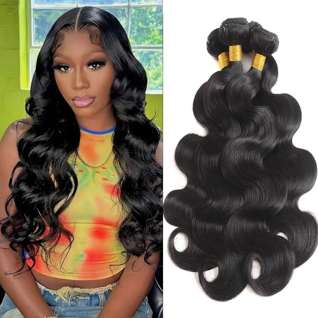 12A Body Wave Bundles Human Hair 14 16 18 20 Inch 100% Unprocessed Brazilian Virgin Weave 4 Bundles Quick Weave Hair Bundles Natural Black Color