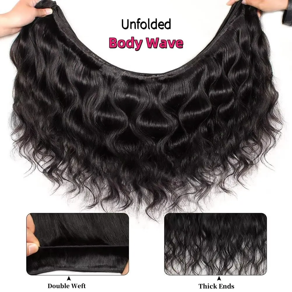 12A Human Hair Bundles 14 16 18 20 Inch Body Wave Bundles Human Hair 100% Unprocessed Brazilian Virgin Hair 4 Bundles Deals Human Hair Quick Weave Bundles Real Human Hair Extensions Natural Black