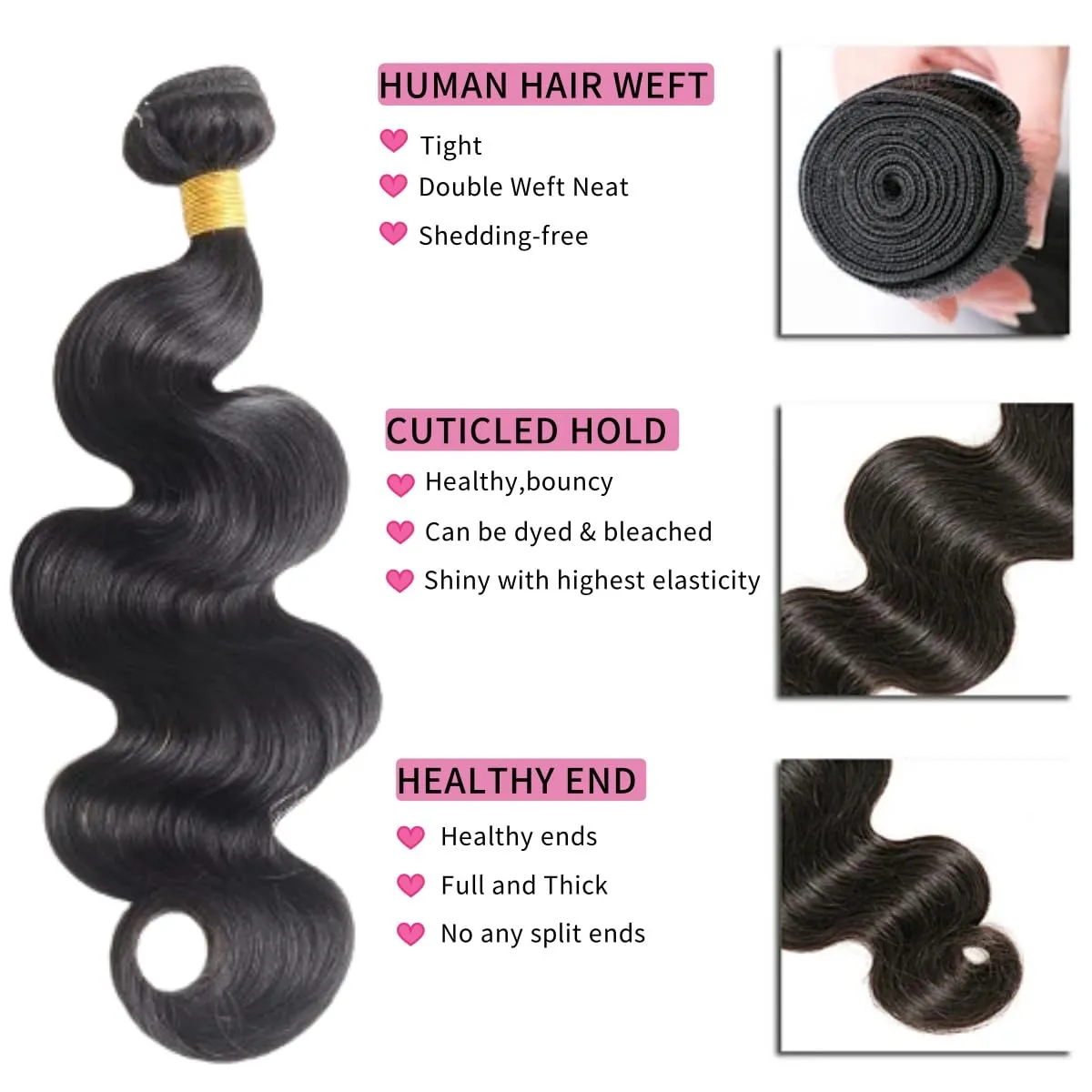 12A Human Hair Bundles 14 16 18 20 Inch Body Wave Bundles Human Hair 100% Unprocessed Brazilian Virgin Hair 4 Bundles Deals Human Hair Quick Weave Bundles Real Human Hair Extensions Natural Black
