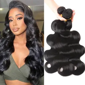 12A Human Hair Bundles Body Wave 100% Unprocessed Brazilian Virgin Hair 3 Bundles Deals Human Hair Extensions Quick Weave Human Hair (14 16 18 Inch)