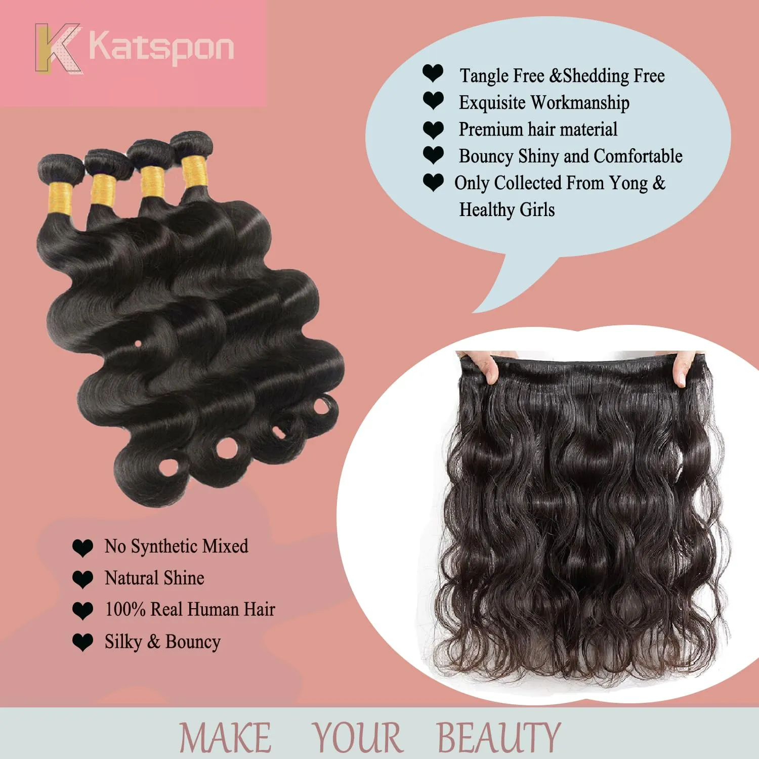 12A Human Hair Bundles Body Wave 100% Unprocessed Brazilian Virgin Hair 3 Bundles Deals Human Hair Extensions Quick Weave Human Hair (14 16 18 Inch)