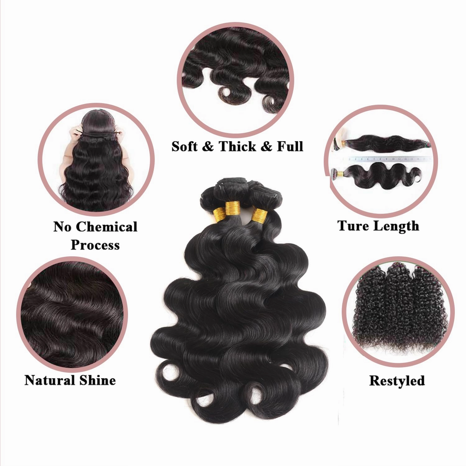 12A Human Hair Bundles Body Wave 100% Unprocessed Brazilian Virgin Hair 4 Bundles Deals Human Hair Extensions Quick Weave Human Hair (4 Bundlles Natural black, 22 24 26 28 Inch)