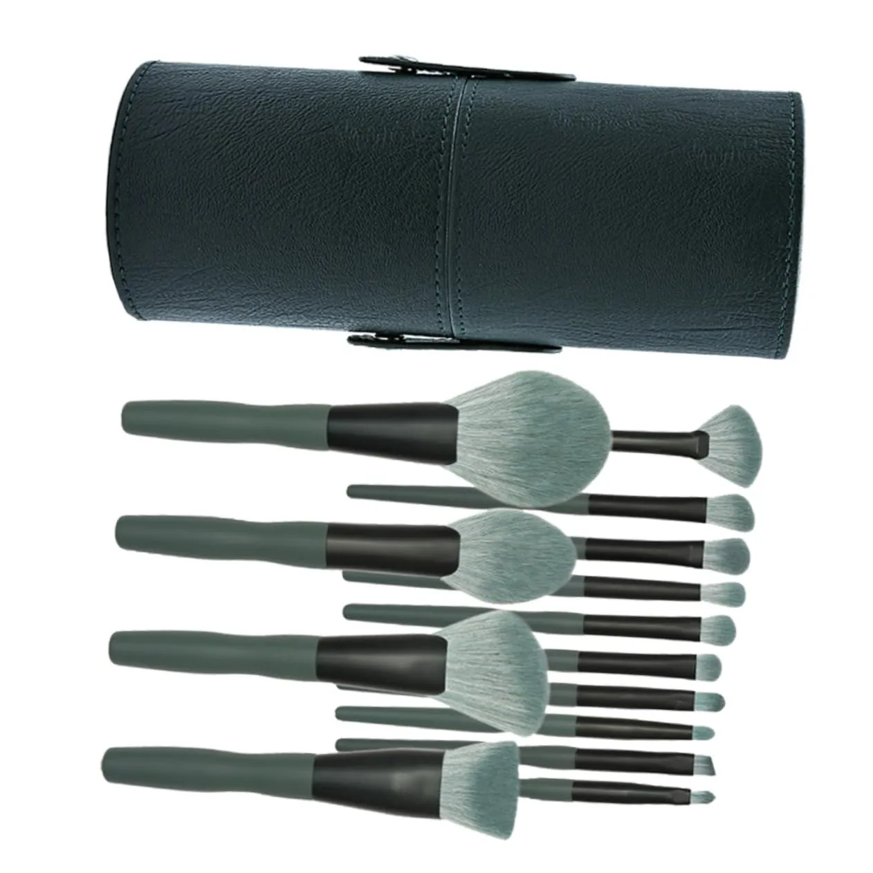 14-piece Makeup Brush Set Comfortable Cosmetics Tool Kit Brush for Face Eyes Lips Green Bamboo Handle