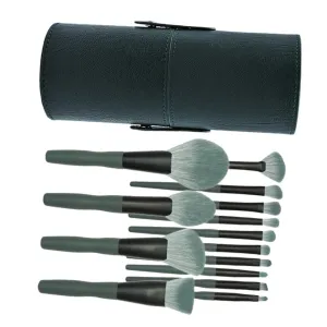 14-piece Makeup Brush Set Comfortable Cosmetics Tool Kit Brush for Face Eyes Lips Green Bamboo Handle