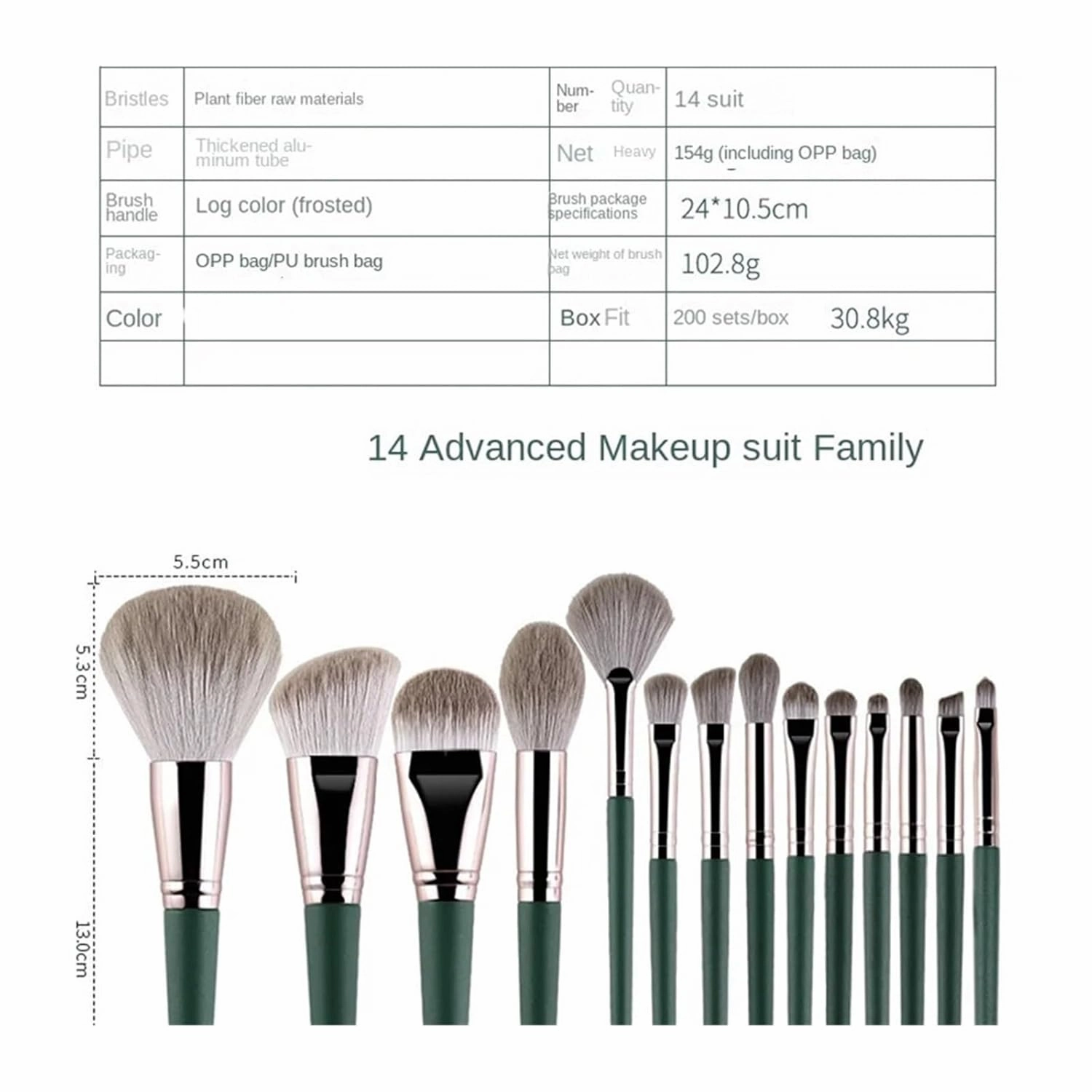 14 Green Cloud Makeup Brush Set Upgrade Soft Wood Handle Beauty Tools Beginners Complete Makeups brush Makeup Refresh(LAN14- Brushthebag)