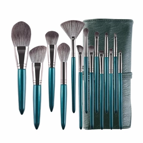 14 Green Cloud Makeup Brush Set Upgrade Soft Wood Handle Beauty Tools Beginners Complete Makeups brush Makeup Refresh(LAN14- Brushthebag)