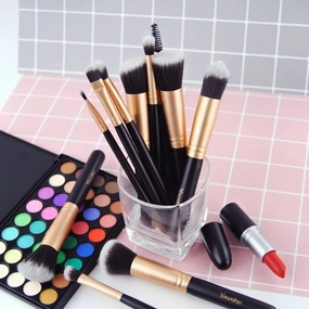 14-Piece Professional Makeup Brush Set, 9.44 x 6.1 x 1.96 in, Black