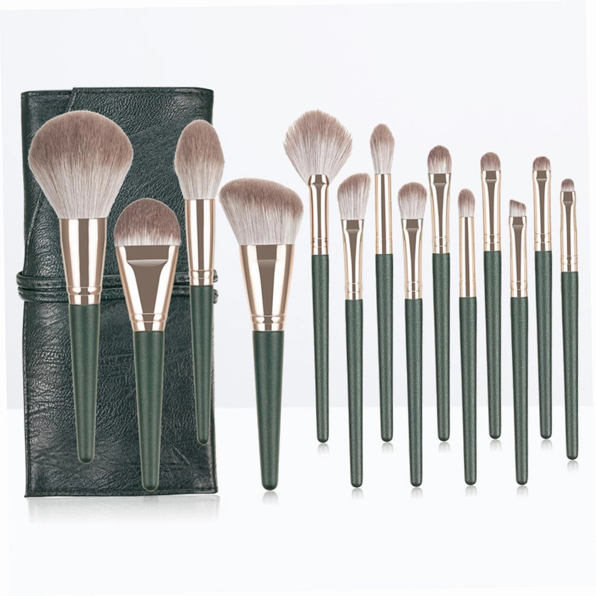 14pcs Professional Makeup Brush Set with Handles and Storage Pouch No Shedding Dense Bristles for Application for Daily and