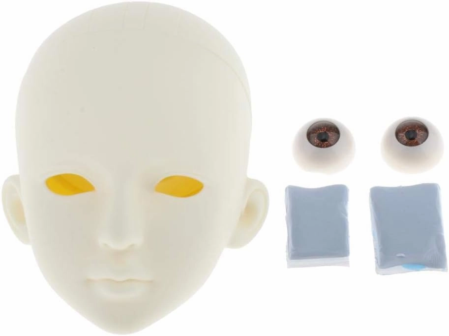 1/3 Doll Head with Eyes Set for Customizing Makeup and Hairstyling - 60cm Doll Face Kit for Ball Jointed Dolls - White Skin Mannequin Head for Kids and - Brown Eyes
