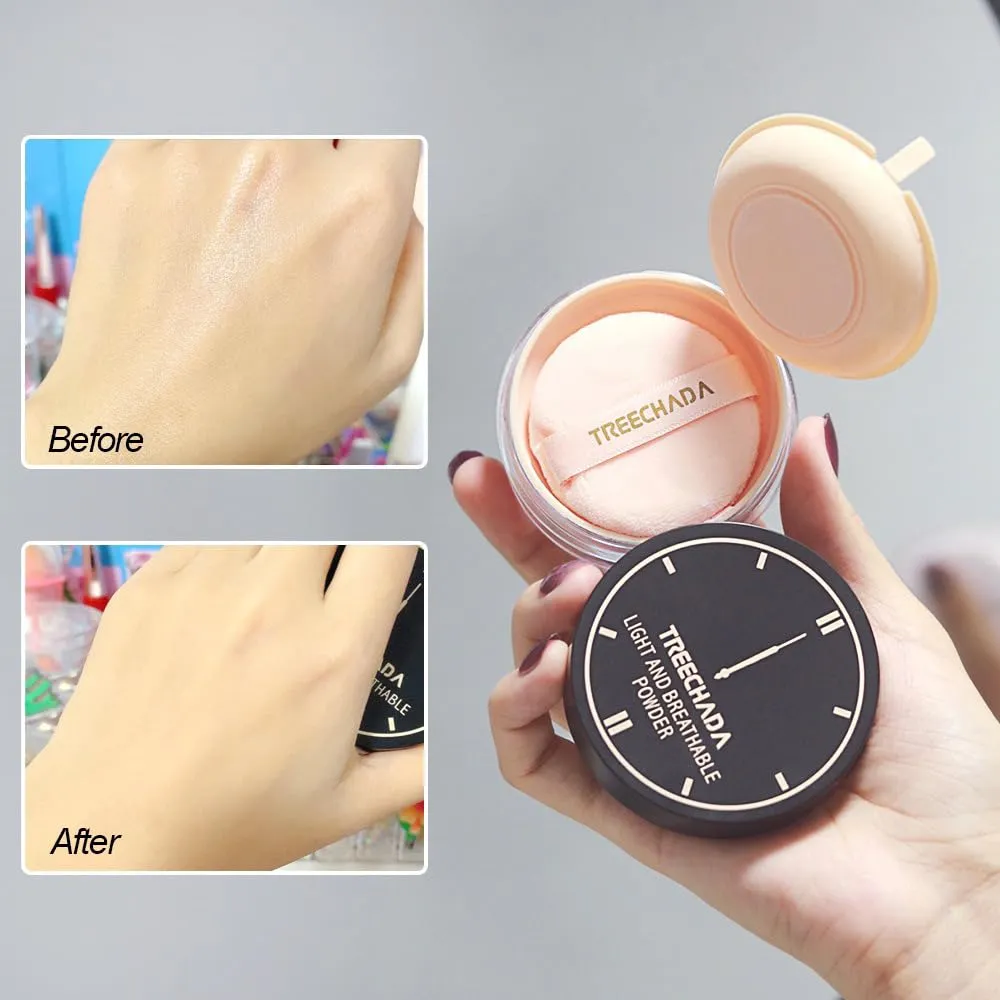 1PC Treechada Light and Breathable Powder Loose Setting Powder Pink/Beige Loose Setting Powder, Makeup Oil Control Setting Foundation Powder,12g (01# Natural)