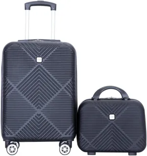 2-Piece ABS Luggage Set (20" Carry-On   14" Vanity Case) - Lightweight Hardshell Suitcases with 360° Spinner Wheels (Black   ABS)