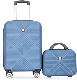 2-Piece ABS Luggage Set (20" Carry-On   14" Vanity Case) - Lightweight Hardshell Suitcases with 360° Spinner Wheels (Blue   ABS)