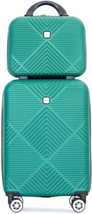 2-Piece ABS Luggage Set (20" Carry-On   14" Vanity Case) - Lightweight Hardshell Suitcases with 360° Spinner Wheels (Dark Green   ABS)