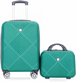 2-Piece ABS Luggage Set (20" Carry-On   14" Vanity Case) - Lightweight Hardshell Suitcases with 360° Spinner Wheels (Dark Green   ABS)