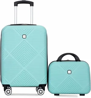 2-Piece ABS Luggage Set (20" Carry-On   14" Vanity Case) - Lightweight Hardshell Suitcases with 360° Spinner Wheels (Light Blue   ABS)