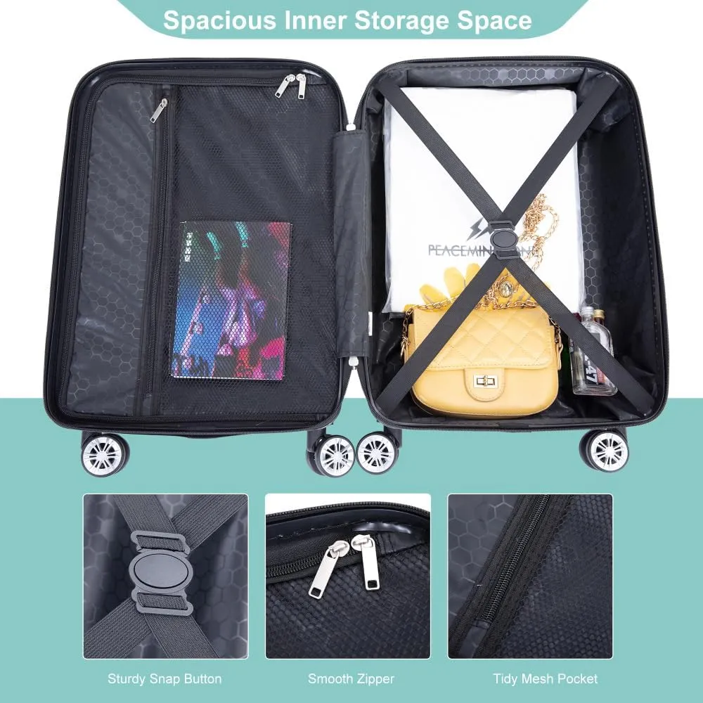 2-Piece ABS Luggage Set (20" Carry-On   14" Vanity Case) - Lightweight Hardshell Suitcases with 360° Spinner Wheels (Light Blue   ABS)