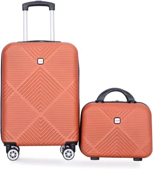 2-Piece ABS Luggage Set (20" Carry-On   14" Vanity Case) - Lightweight Hardshell Suitcases with 360° Spinner Wheels (Orange   ABS)