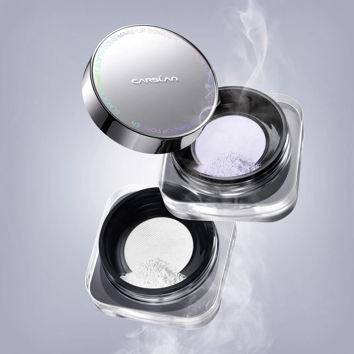 2.0 Black Magnet Soft Focus Make Up Powder, Waterproof Loose Setting Powder, 24H Longlasting, Oil Control, Talc-Free Face Powder, 03 Light Purple For Sensitive Skin, 0.28Oz
