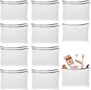20 Pcs Canvas Makeup Bags, Mini Portable Cosmetic Bags Small Travel Pouch DIY Craft Toiletry Bag Travel Makeup Pouches Cosmetic Accessories Organizer for Women