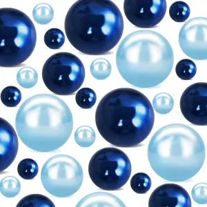 280Pcs Beads Faux Pearls Vase Filler for Centerpieces, Navy Light Blue 8/14/18mm No Hole Pearls for Vase, Beads for Wedding Makeup Party Home Birthday Table Decor Decoration