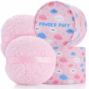2 Set Large Comfort Powder Puff 6 x 3 Powder Puff for Body Oversize Powder Applicator with 2 Pcs Storage Container, Compatible with Women