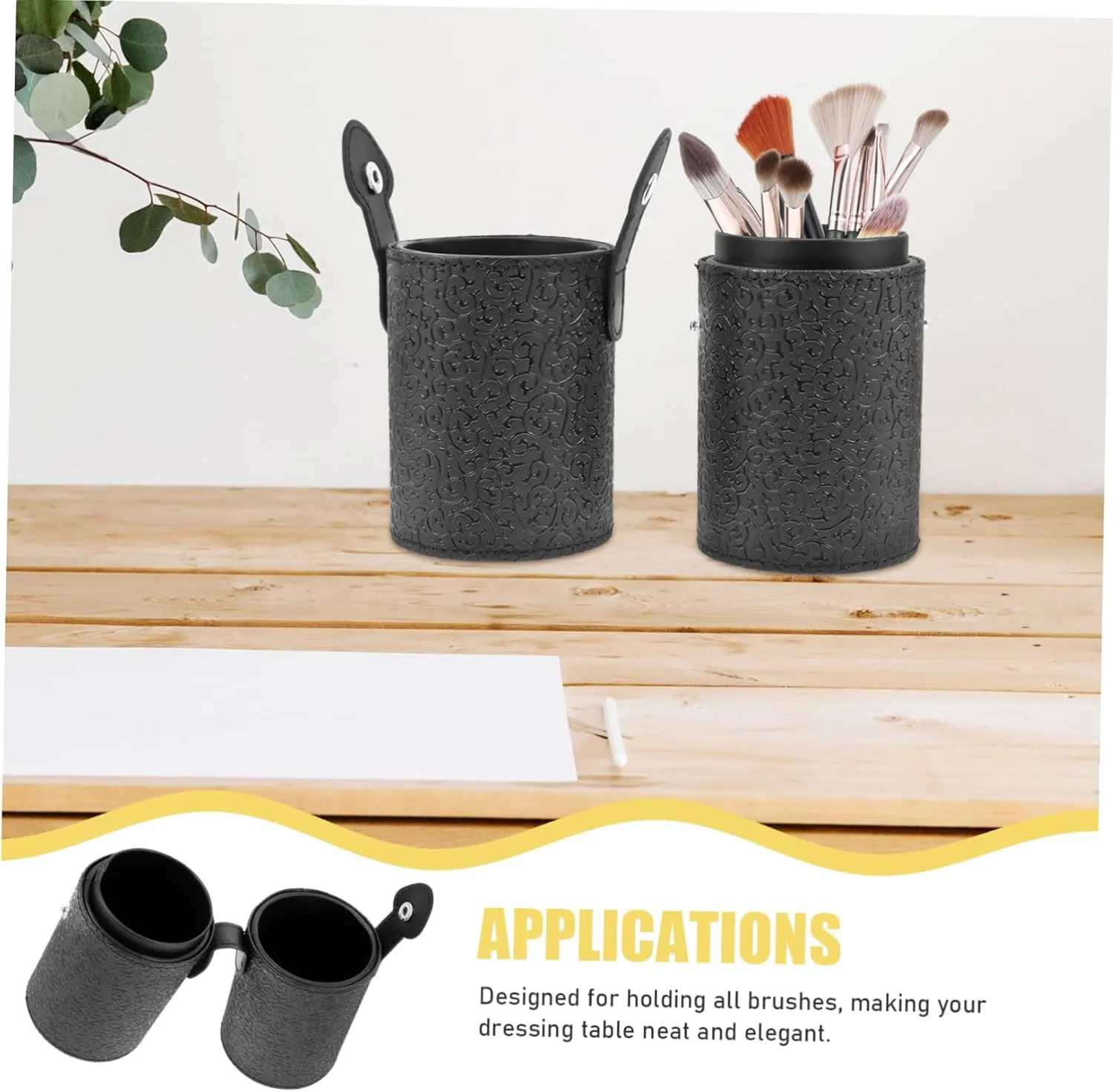 2pcs Makeup Brush Storage Canister Elegant Brush Organizer - Texture Lightweight and Portable for Home Travel Use for Vanity and Bathroom Organization