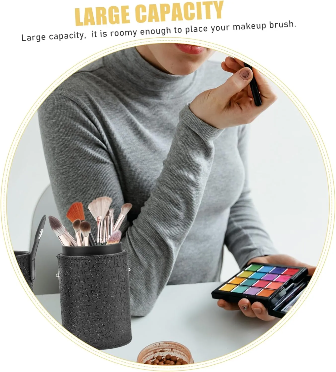 2pcs Makeup Brush Storage Canister Elegant Brush Organizer - Texture Lightweight and Portable for Home Travel Use for Vanity and Bathroom Organization