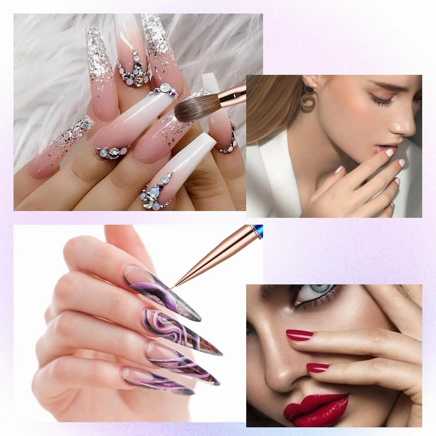 2PCS Nail Brush - Liner & Kolinsky Art Brush Size #12 for Acrylic Application, Sturdy Handle Oval Shaped Design Tools for Professional Manicure DIY