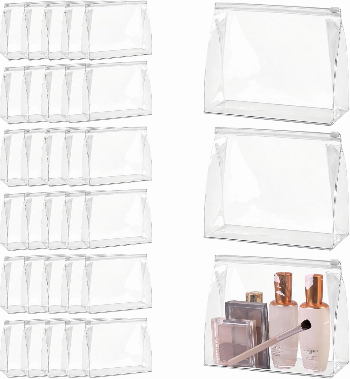 30 Pieces Mini Clear Makeup Bag, Small Clear Zipper Pouch Travel Bag Bikini Organizer Bags Essential Makeup Accessories for Home and Traveling(9.84 x 7.09 x 2.56 in,Transparent)