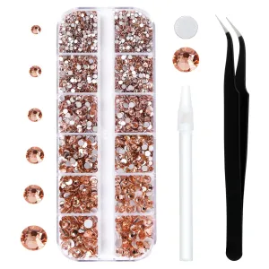 3792 Pcs Sliver AB Crystal Flatback Rhinestones Set for Nail, Art, Crafts, Makeup, Tumblers Glitter Round with Tweezers and Picking Pen(SS6~SS20)
