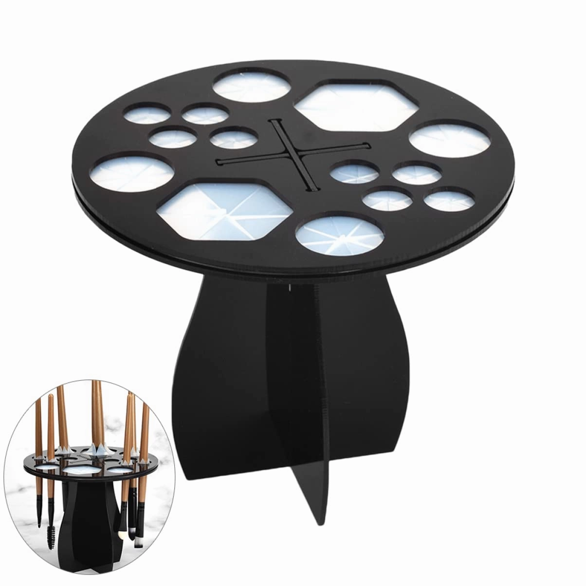 3 Pcs 14-hole Makeup Brush Drying Rack Multifunction Brush Holder Stand Black Organize Your Cosmetics