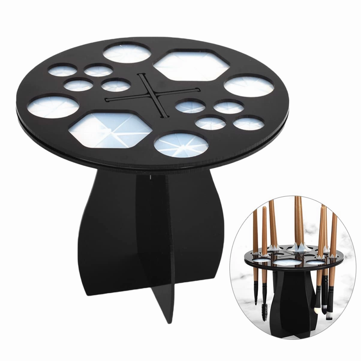 3 Pcs 14-hole Makeup Brush Drying Rack Multifunction Brush Holder Stand Black Organize Your Cosmetics