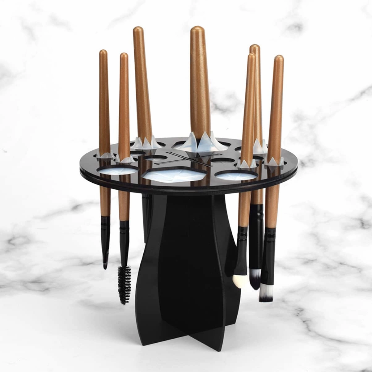3 Pcs 14-hole Makeup Brush Drying Rack Multifunction Brush Holder Stand Black Organize Your Cosmetics