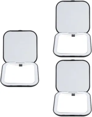 3pcs Led Makeup Mirror Lights Compact Folding Design for Travel and Outdoor Use Vintage Style Pocket Mirror for Women Portable Cosmetic Accessory