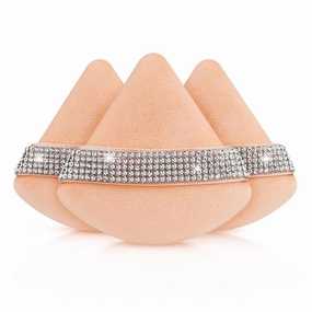 3Pcs Diamond Triangle Powder Puff Face Soft Makeup Tool Rhinestone Soft Smooth Sponge Velvet Makeup Sponge Cosmetics Accessories(Skin-3pcs)