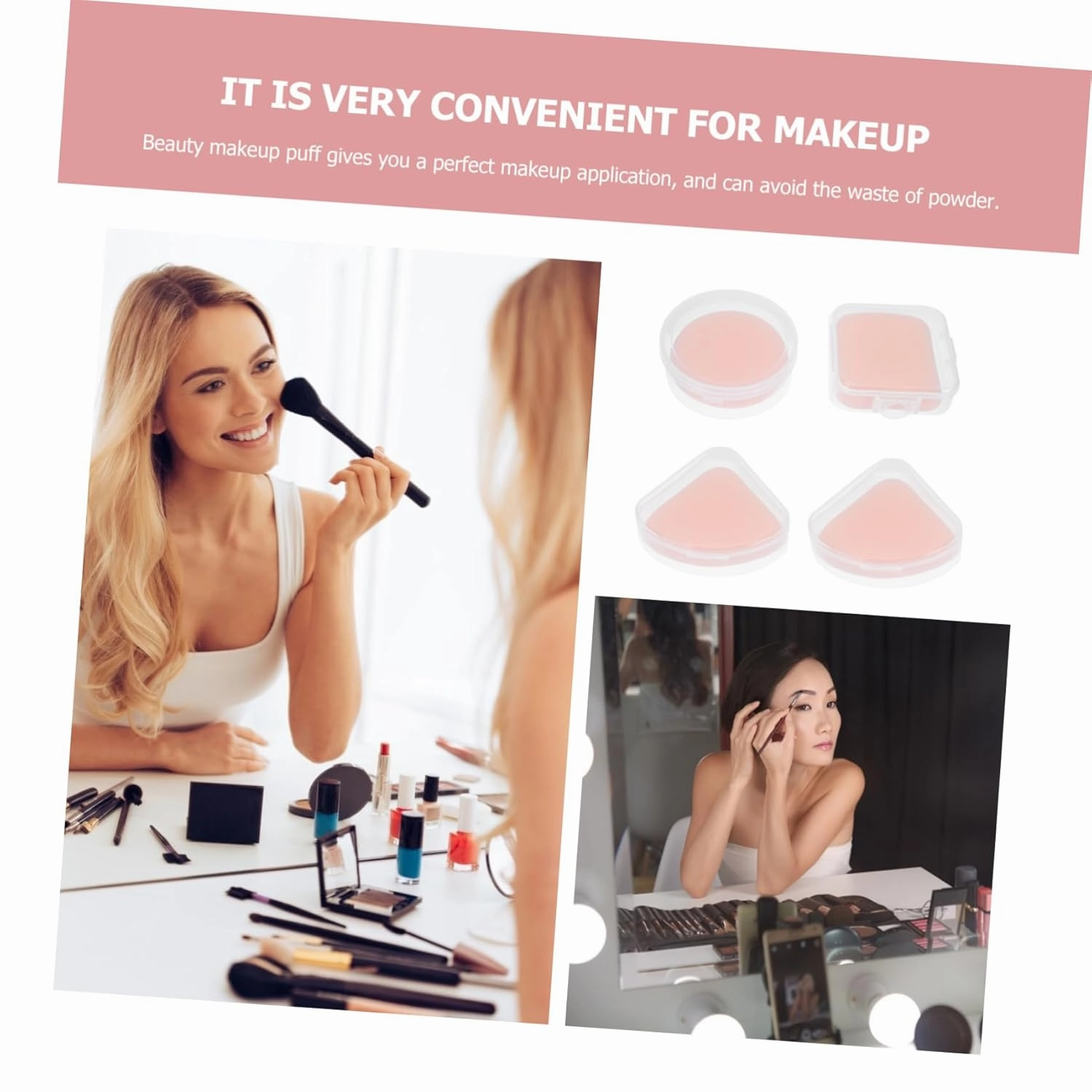 3sets Professional Makeup Triangle Powder Puff Soft Cotton Pads for Makeup Removal Lady Beauty Accessories Gentle Sensation Compact Size 4pcs*3
