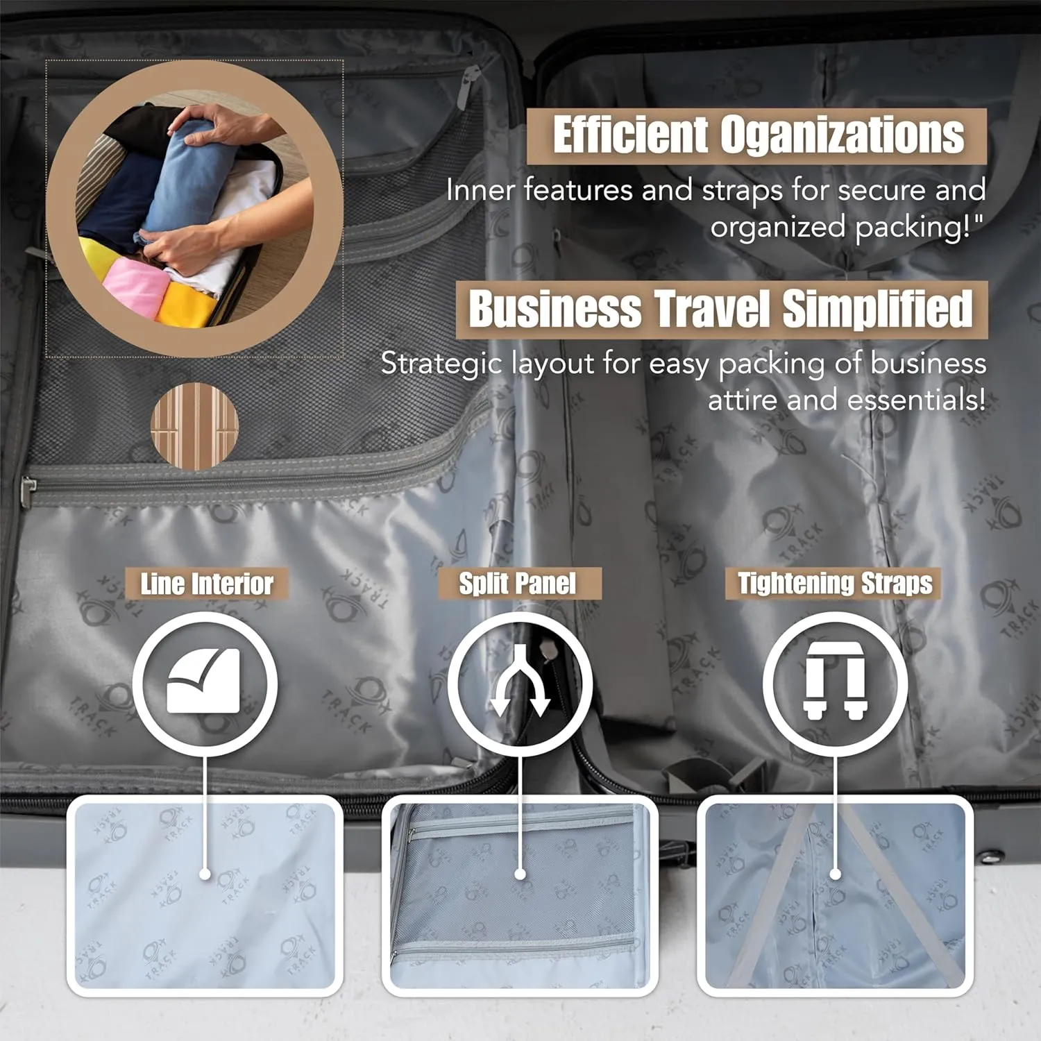 4 Piece Luggage Set ABS PC Expandable Hardshell TSA Lock Aluminum Trolley Spinner Wheels (Champagne, 4 Piece Set)