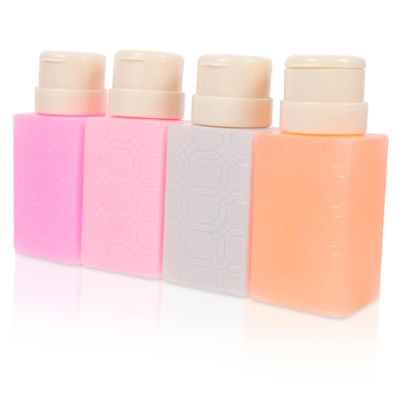 4pcs Push down Empty Liquid Dispenser Bottles for Nail Polish Remover Refillable Pump Containers for Toner Makeup Remover Leak Design Non- Body Convenient