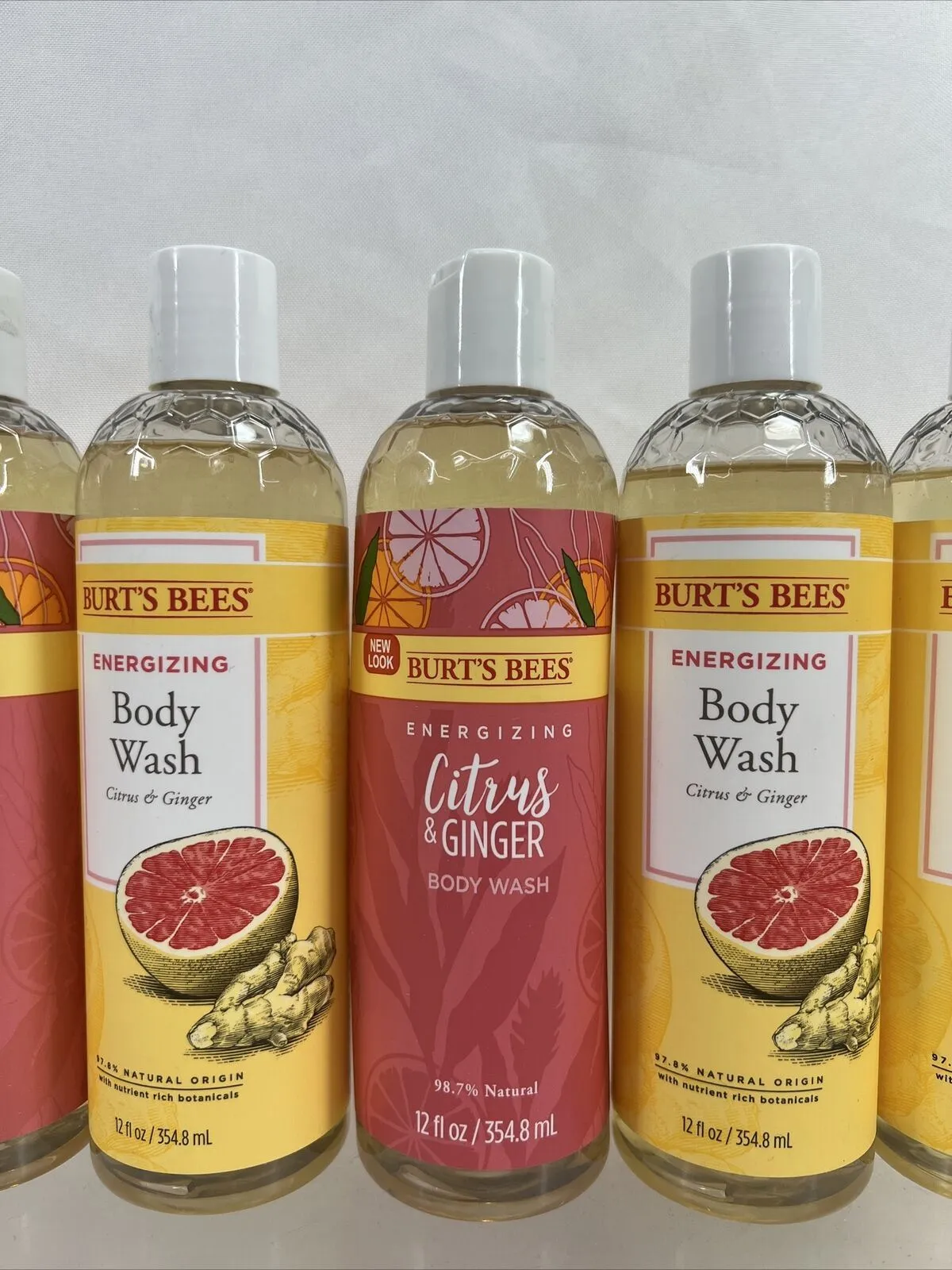 (5) Burt's Bees Energizing Citrus & Ginger Body Wash 98.7% Natural 12oz