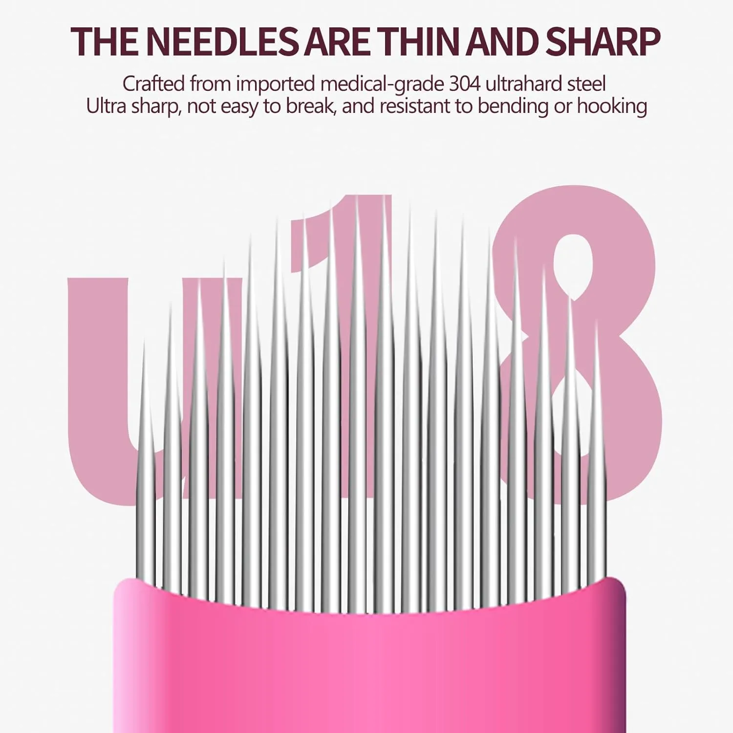 50Pcs Professional Nano Microlading Needles U Shape Microblades 0.18mm Diameter Disposable Manual Eyebrow Tattoo Blades for Hair Strokes Permanent Makeup Supplies Microblading Kits (18 U)