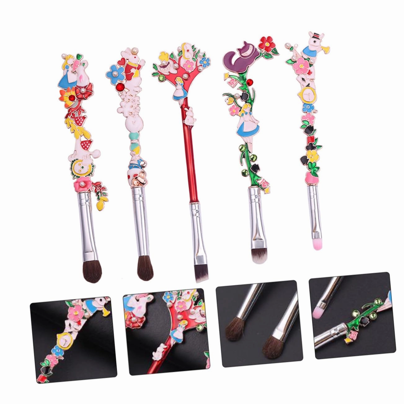 5-piece Makeup Brush Set Synthetic Fiber Eyeshadow Eyebrow Lip Brushes Safe Comfortable Cartoon Pattern