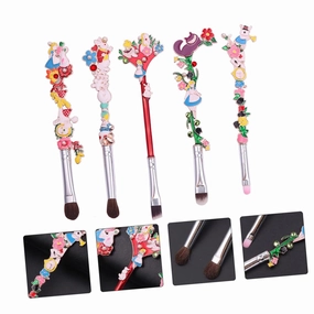 5-piece Makeup Brush Set Synthetic Fiber Eyeshadow Eyebrow Lip Brushes Safe Comfortable Cartoon Pattern